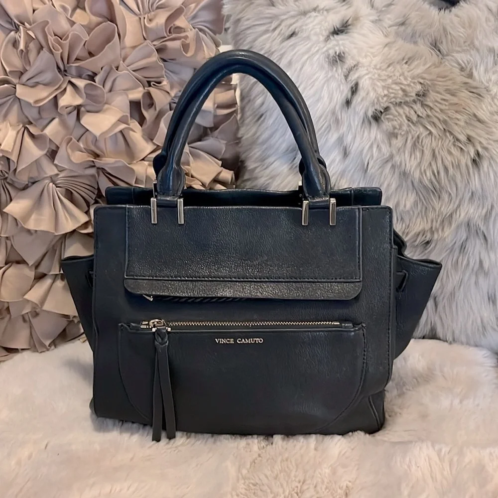 Vince Camuto Women’s Ayla Black Satchel Bag Purse